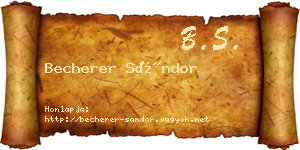 Becherer Sándor névjegykártya